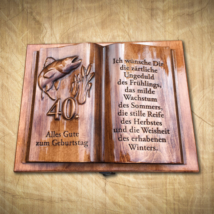 40. Geburtstagsgeschenk Holzbuch Decoartwood